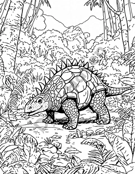 Ankylosaurus Armor Showcase Coloring Page